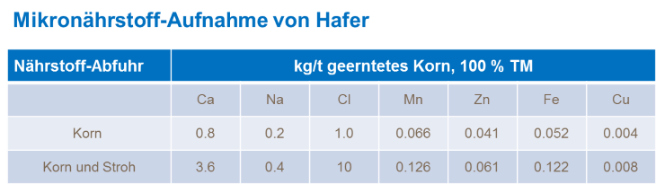 Mikronährstoff-Aufnahme von Hafer