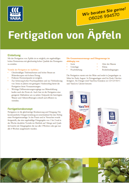 Leaflet Fertigation von Äpfeln