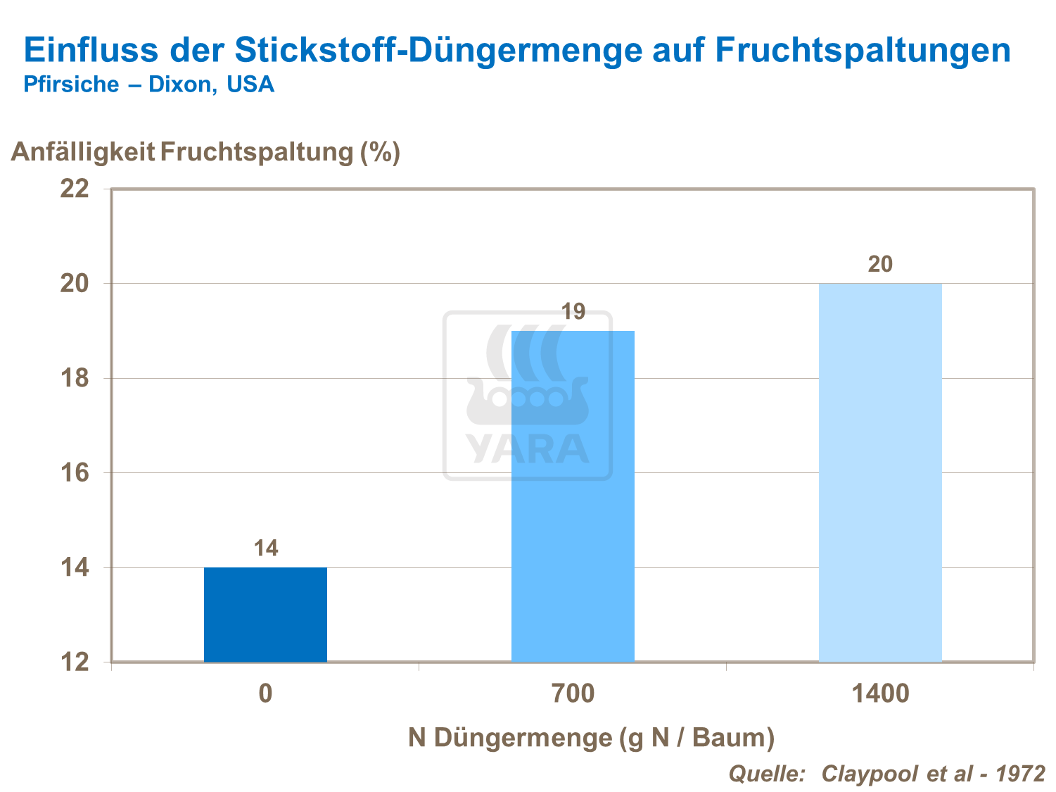 Einfluss der Stickstoff-Düngermenge auf Fruchtspaltungen bei Pfirsichen