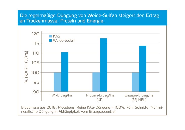 Weide-Sulfan steigert den Ertrag an TM, Protein, Energie bei Grünland