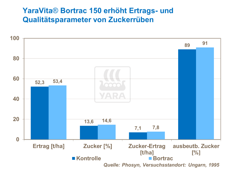 YaraVita Bortrac 150 erh&ouml;ht Ertrags- und Qualit&auml;tsparameter von Zuckerr&uuml;ben
